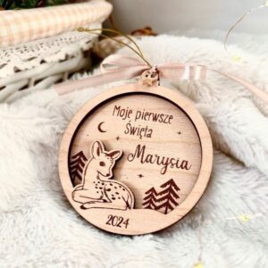 Bombka drewniana z imieniem na choinkę moje pierwsze święta
