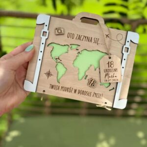 Kartka prezent na 18 URODZINY pudełko na pieniądze dla chłopaka dziewczyny