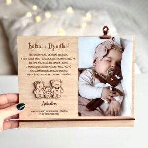 Prezent na dzień Babci i Dziadka dla dziadków drewniana ramka z imieniem