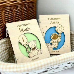 Prezent na roczek dla chłopca dziewczynki pamiątka kartka 2 3 4 5 6 7 latka